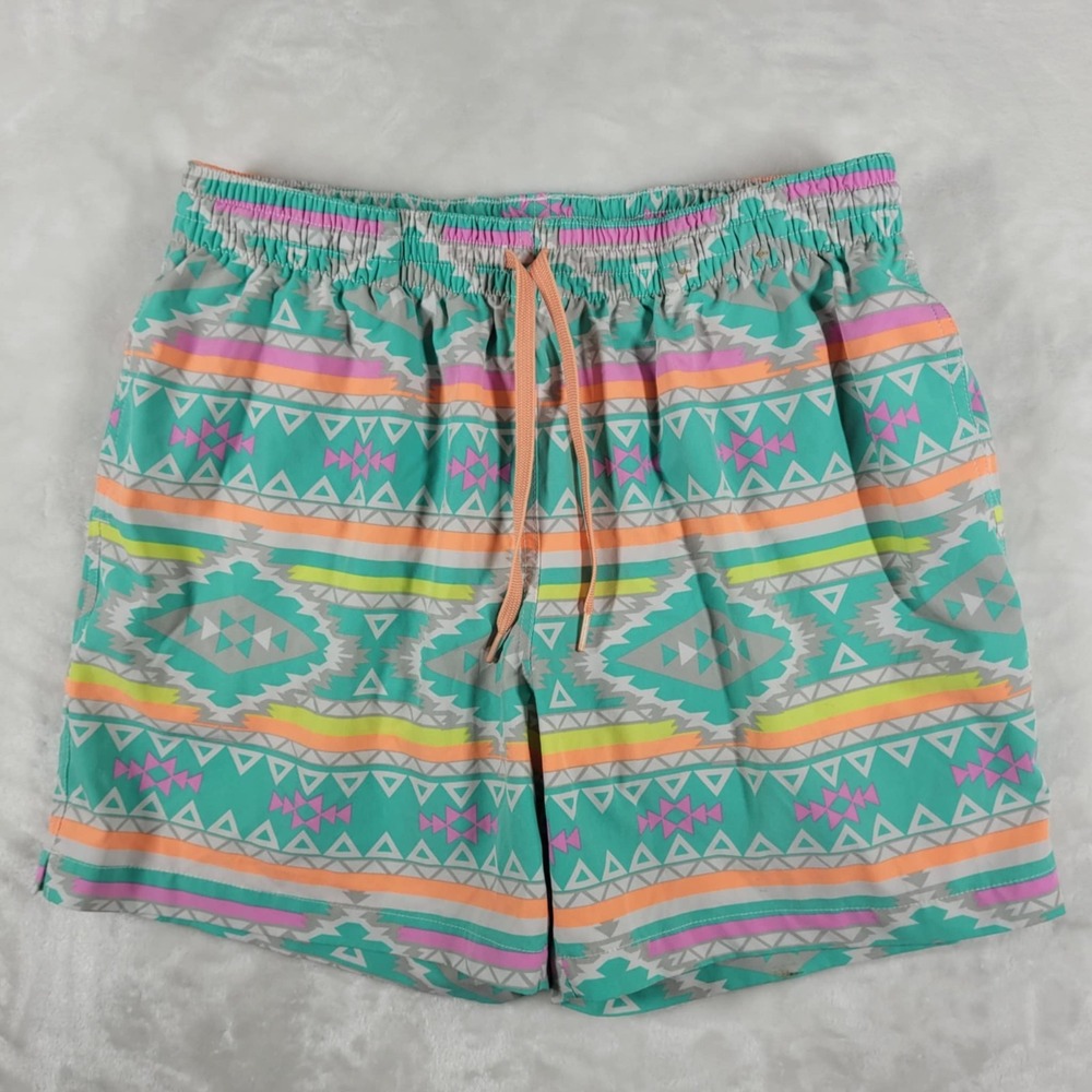 Chubbies Swim Shorts‎ Men's Large Multicolor Geometric Print Lined Trunks Beach